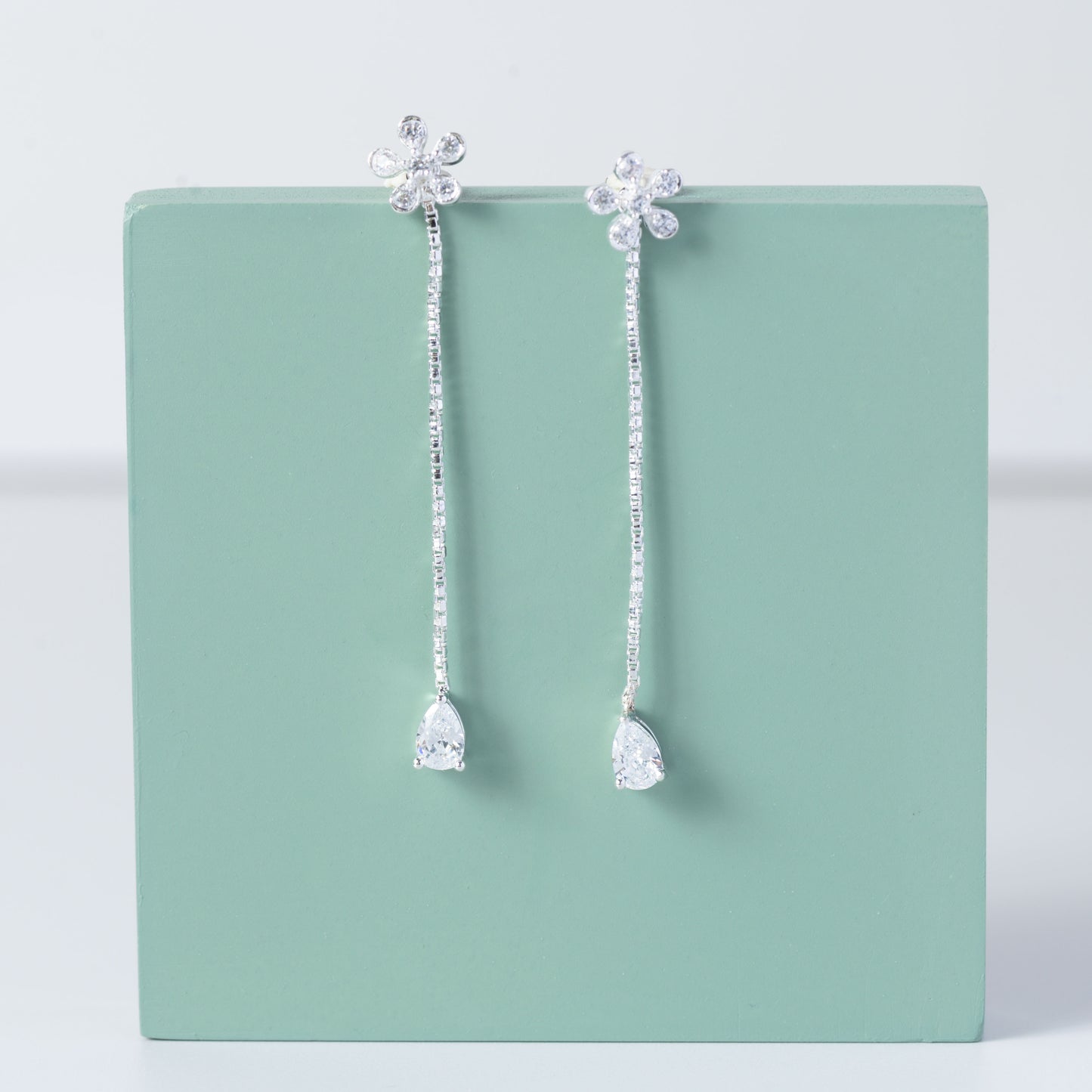 Silver Floral Drop Earrings