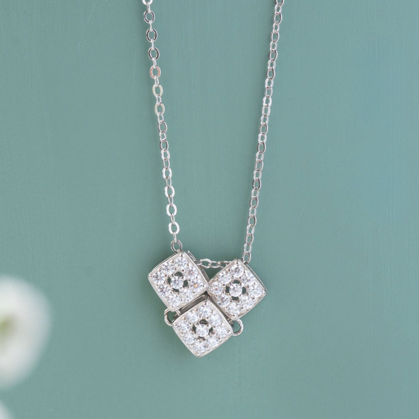 Triple Sparkle Square Necklace