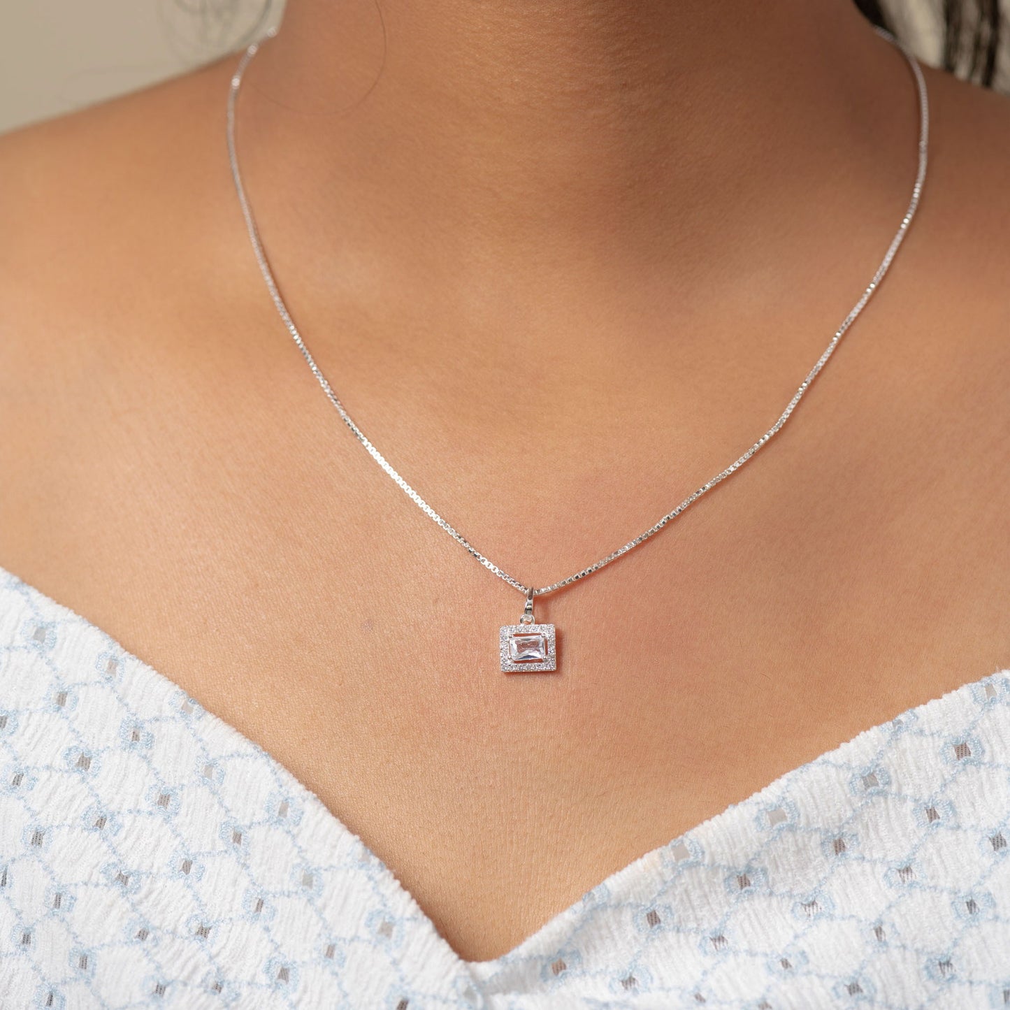 Radiant Halo Rectangle Pendant