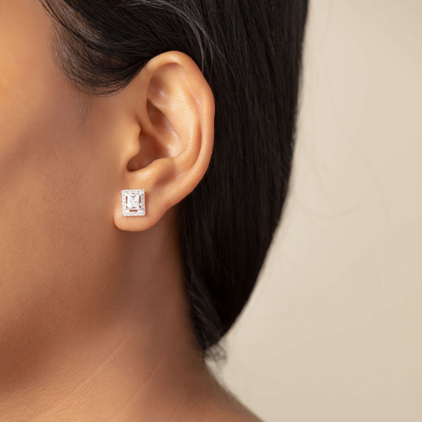 Radiant Halo Rectangle Stud