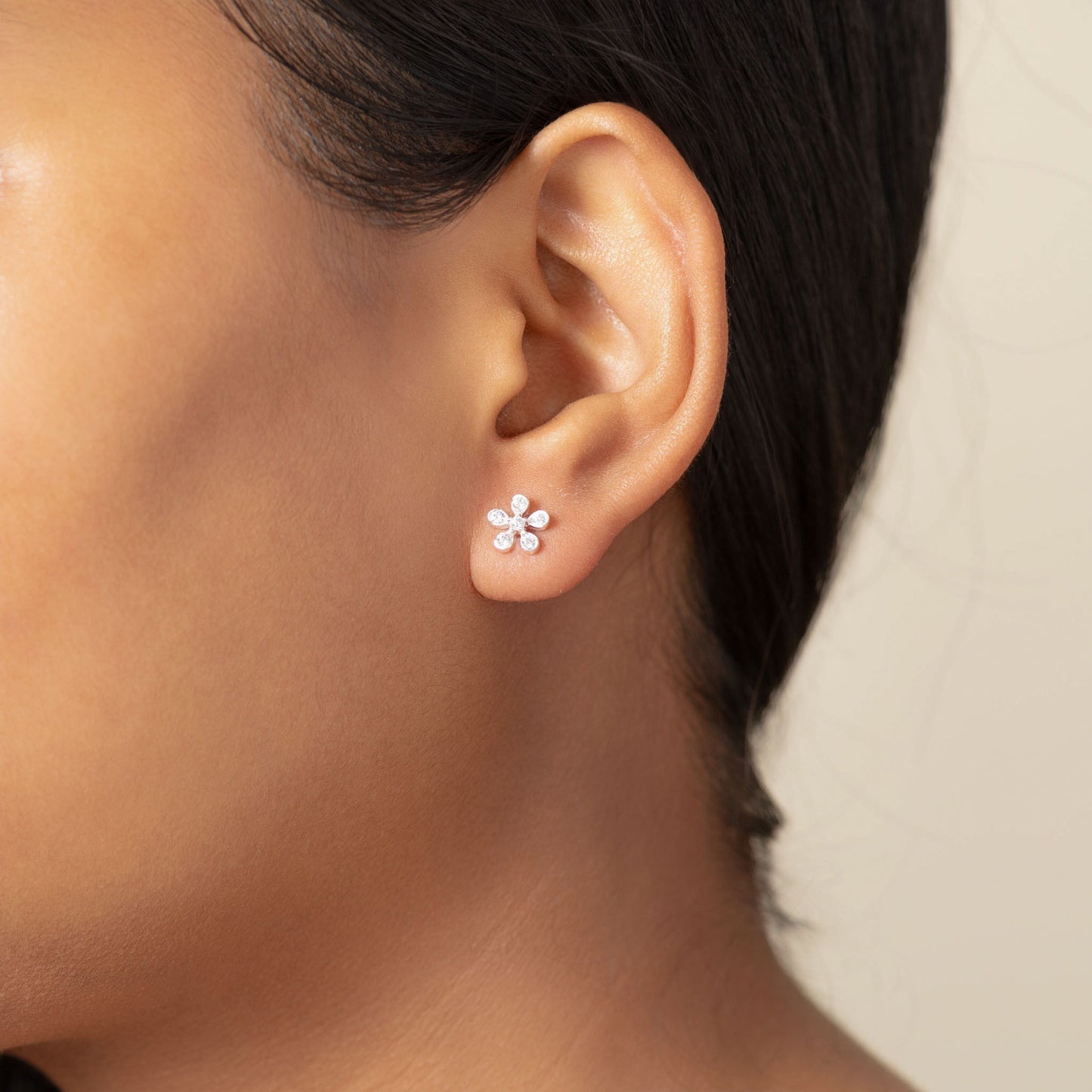 Silver Floral Drop Earrings