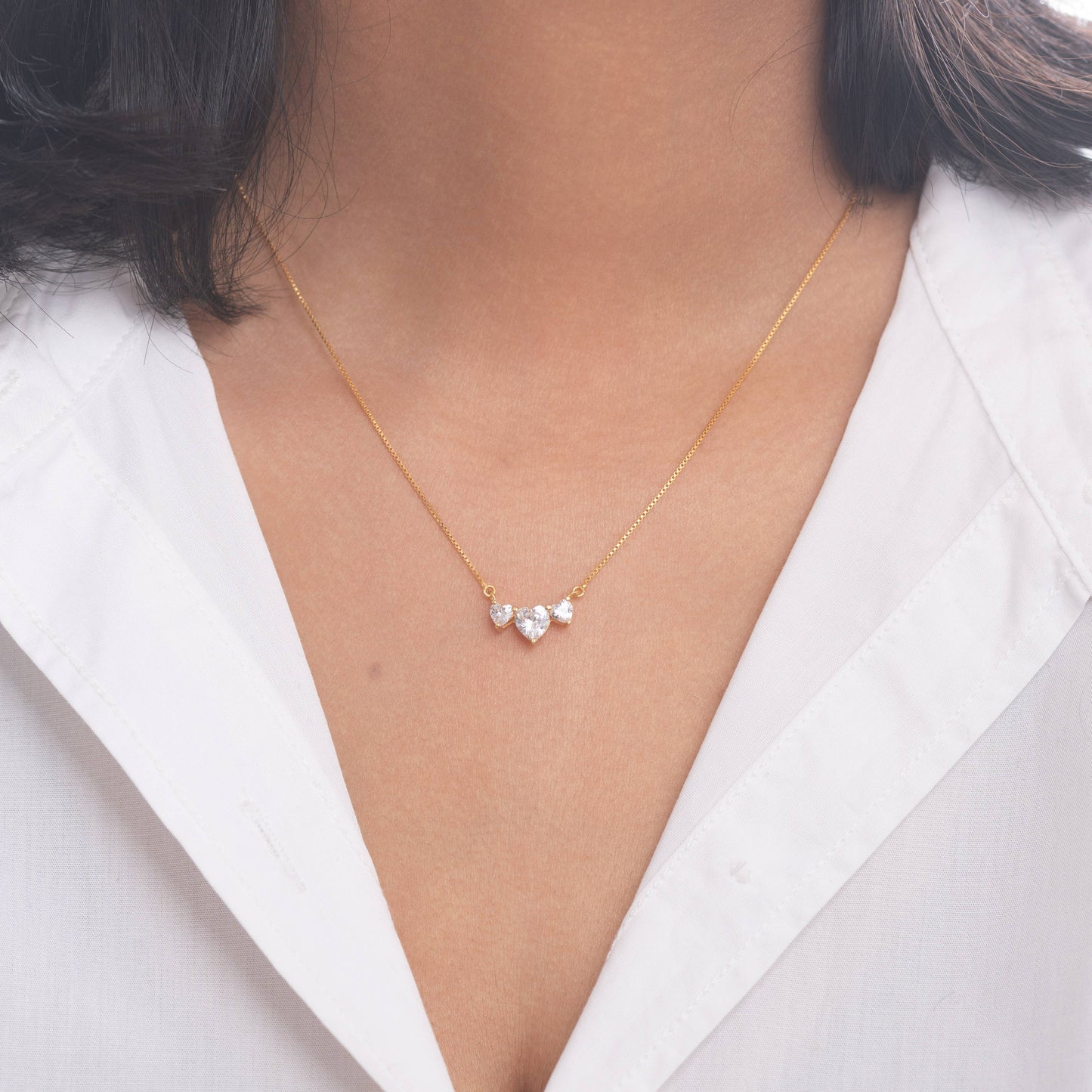 Triple Charm Heart Necklace