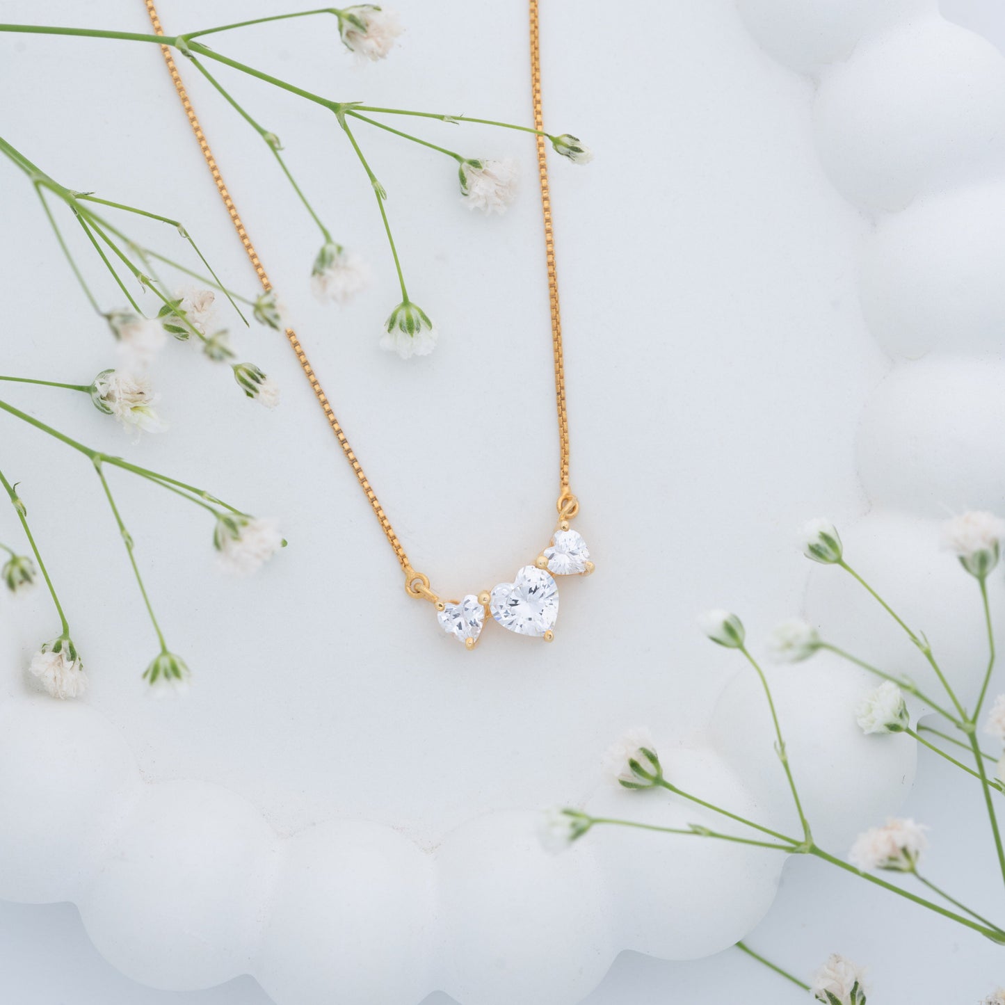 Triple Charm Heart Necklace