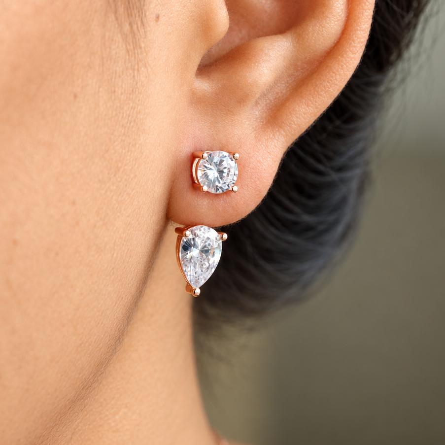 Solitaire Pear Drop Earrings