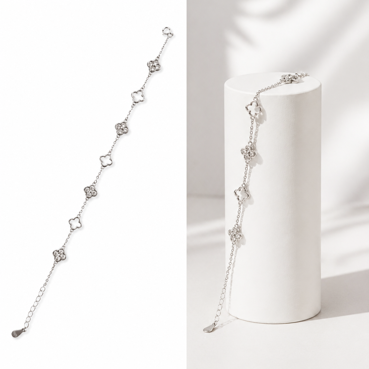 Bloom and Clover Bracelet 925 Silver for Women | Ivaana Silver