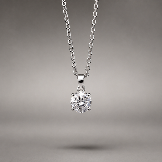 Forever Classic Solitaire Pendant Necklace 925 Silver for Women | Ivaana Silver