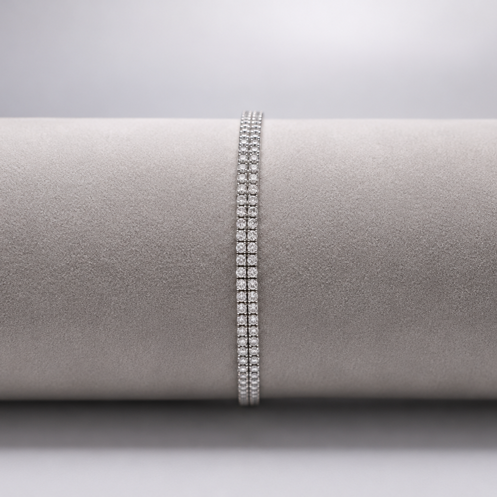 Vienna- 2 Line Tennis Bracelet 925 Silver for Women | Ivaana Silver