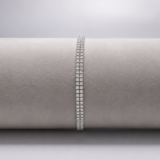 Vienna- 2 Line Tennis Bracelet 925 Silver for Women | Ivaana Silver