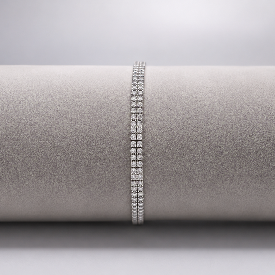 Vienna- 2 Line Tennis Bracelet 925 Silver for Women | Ivaana Silver
