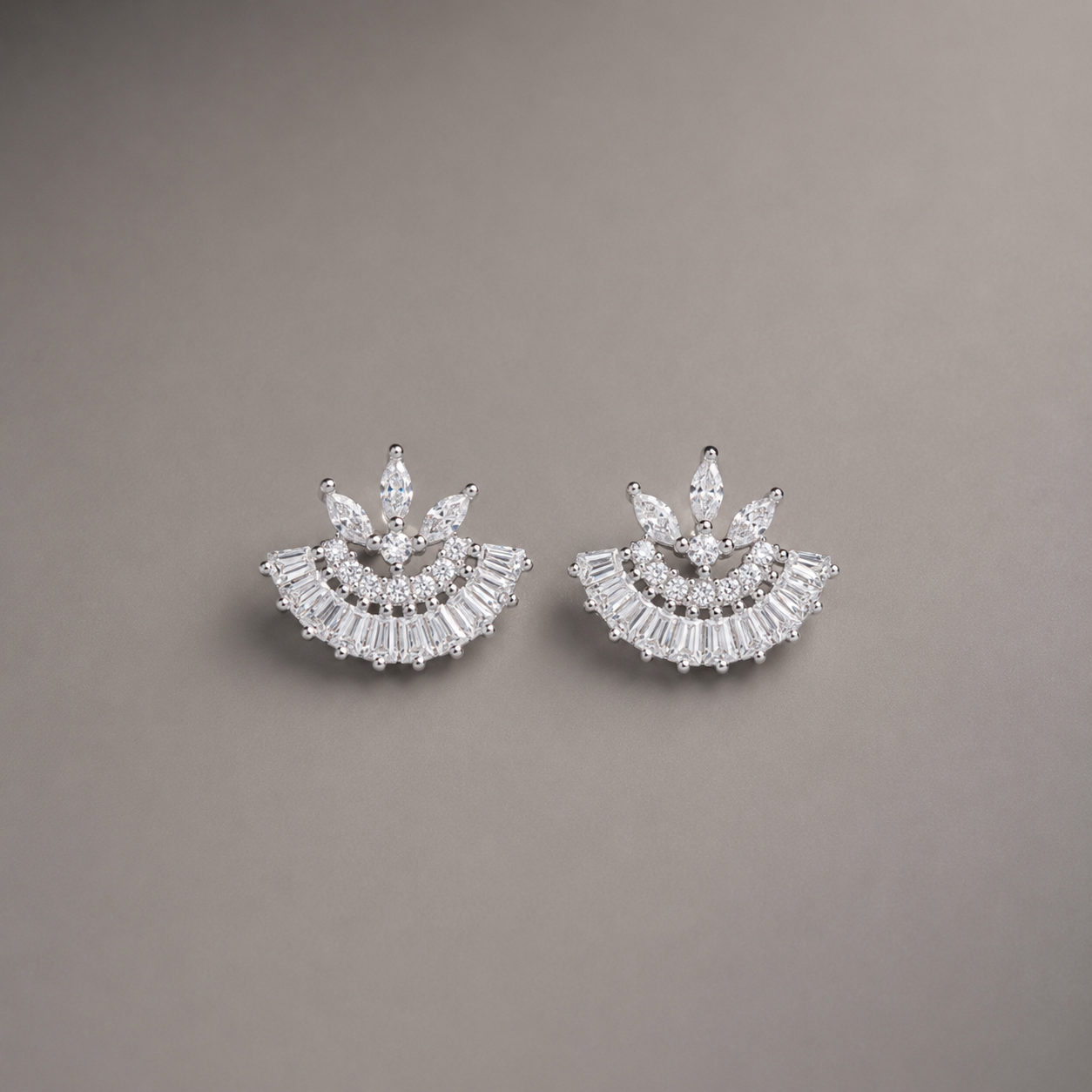 Moon Flower Stud Earrings 925 Silver for Women | Ivaana Silver