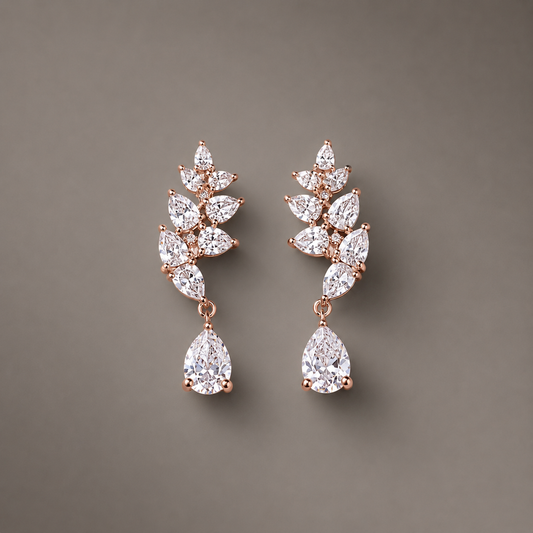Diana Rose Drop Earrings 925 Silver for Women | Ivaana Silver