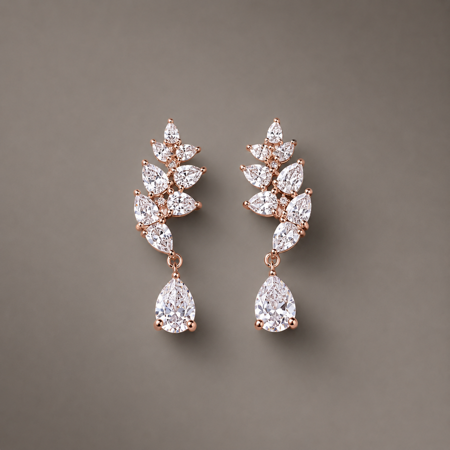 Diana Rose Drop Earrings 925 Silver for Women | Ivaana Silver