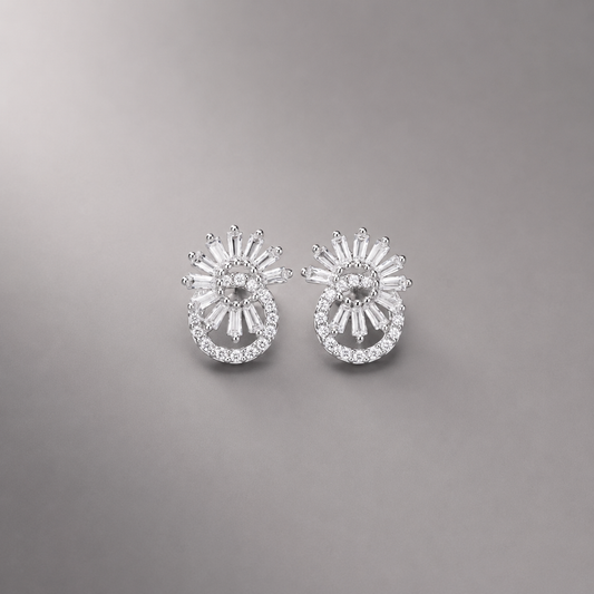 Pretty Silver Floral Stud Earrings 925 Silver for Women | Ivaana Silver
