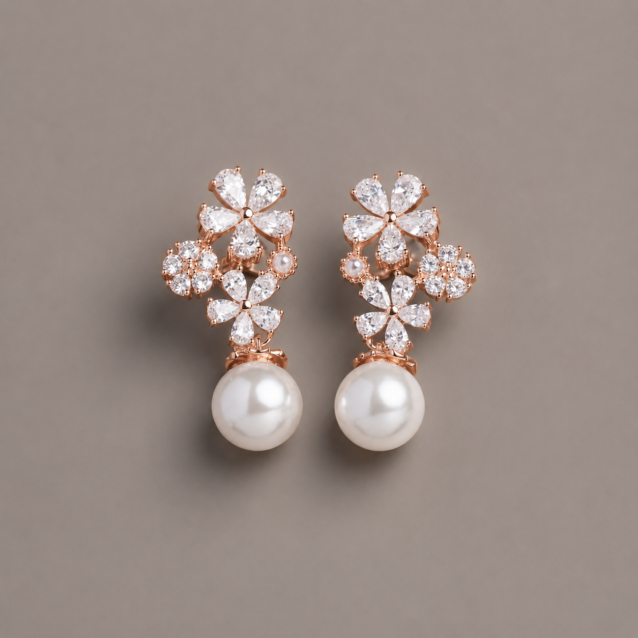 Floral Pearl Drop Earrings 925 Silver for Women | Ivaana Silver