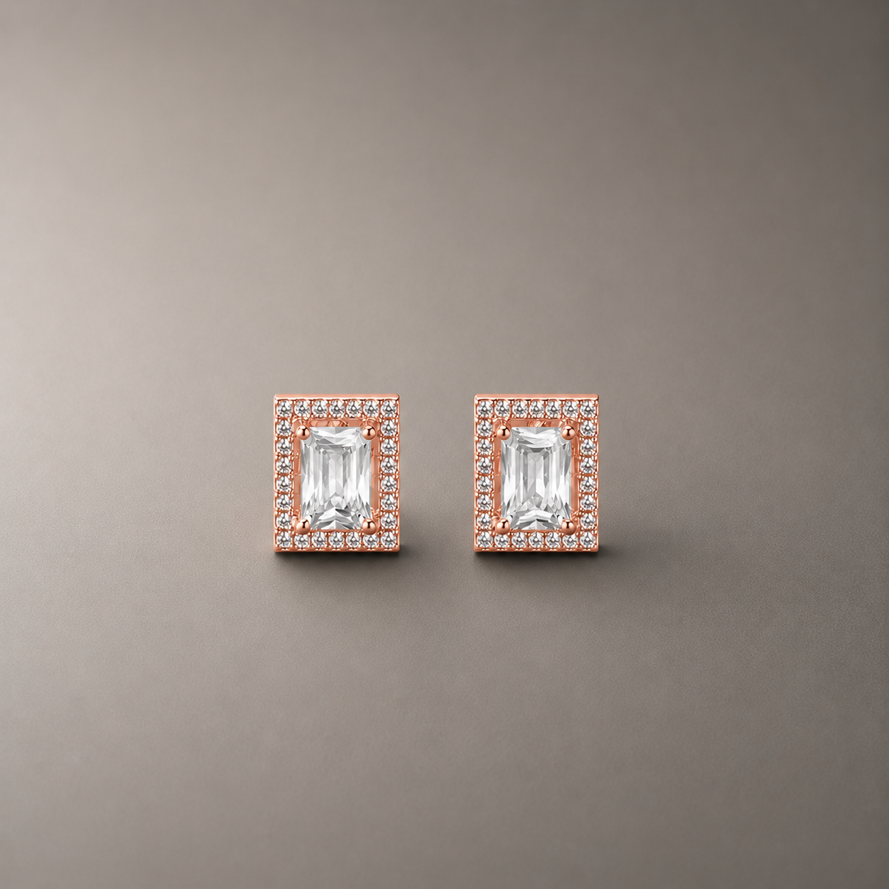 Radiant Halo Rectangle Stud 925 Silver for Women | Ivaana Silver