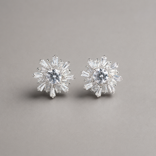 White Daisy Stud Earrings 925 Silver for Women | Ivaana Silver