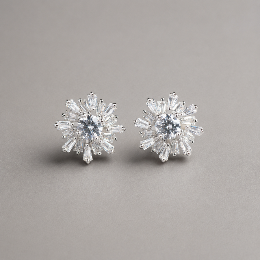 White Daisy Stud Earrings 925 Silver for Women | Ivaana Silver
