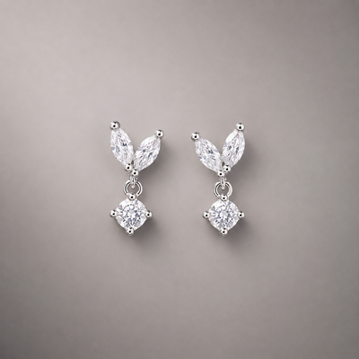 Elegant Marquise Drop Earrings 925 Silver for Women | Ivaana Silver