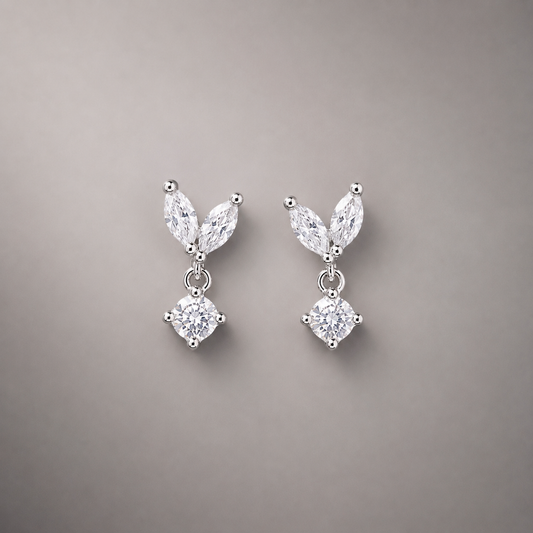 Elegant Marquise Drop Earrings 925 Silver for Women | Ivaana Silver