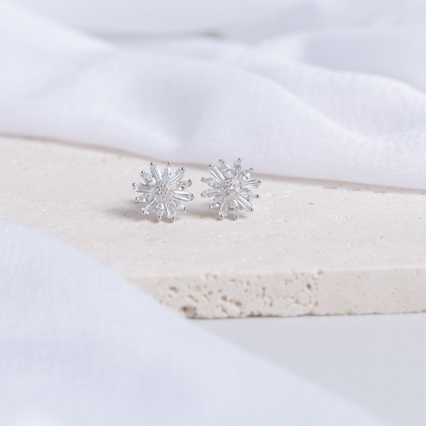 Silver Sunflower Stud