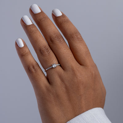Minimal Solitaire Promise Ring 925 Silver for Women | Ivaana Silver