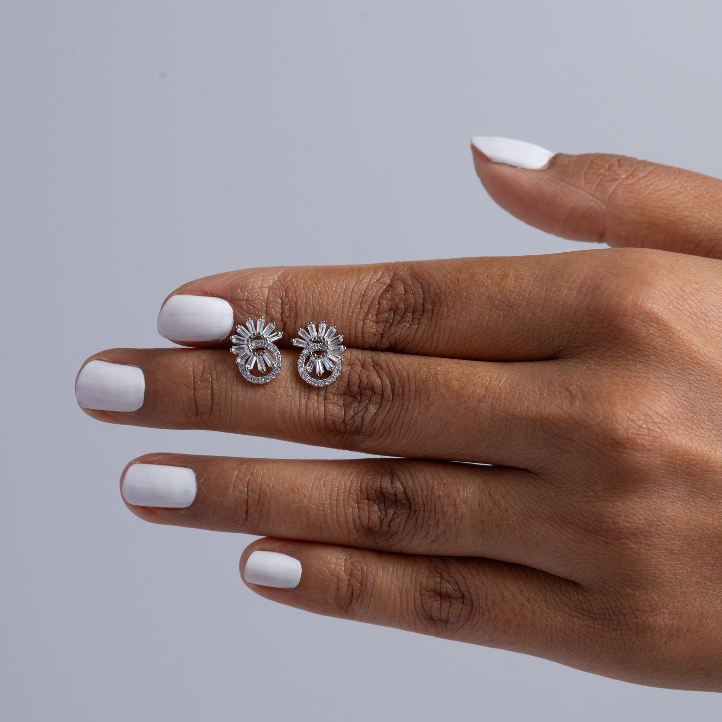 Pretty Silver Floral Stud