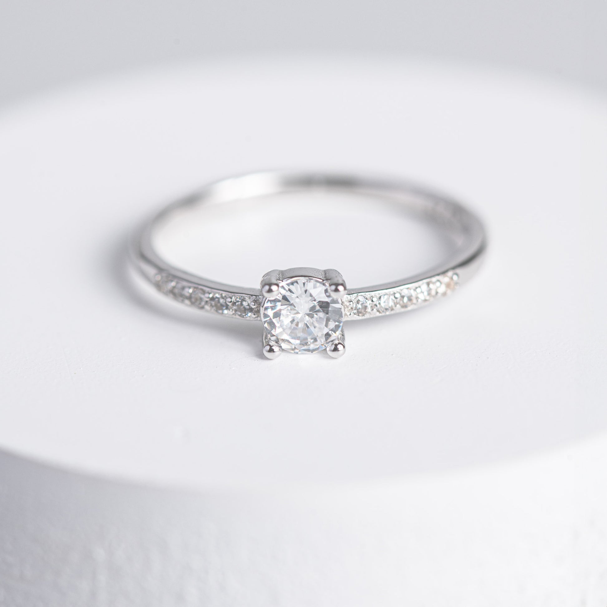Minimal Solitaire Promise Ring – Ivaana Silver - Main Image