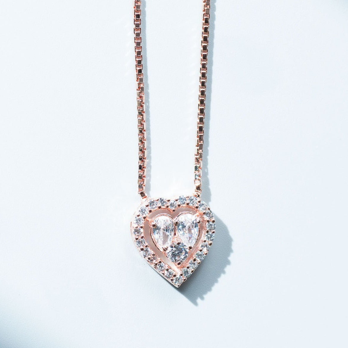 Enchanted Halo Valentine Heart Pendant (Rose Gold) 925 Silver for Women | Ivaana Silver