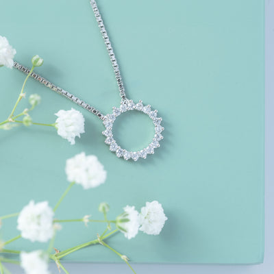 Eternal Halo Round Pendant 925 Silver for Women | Ivaana Silver