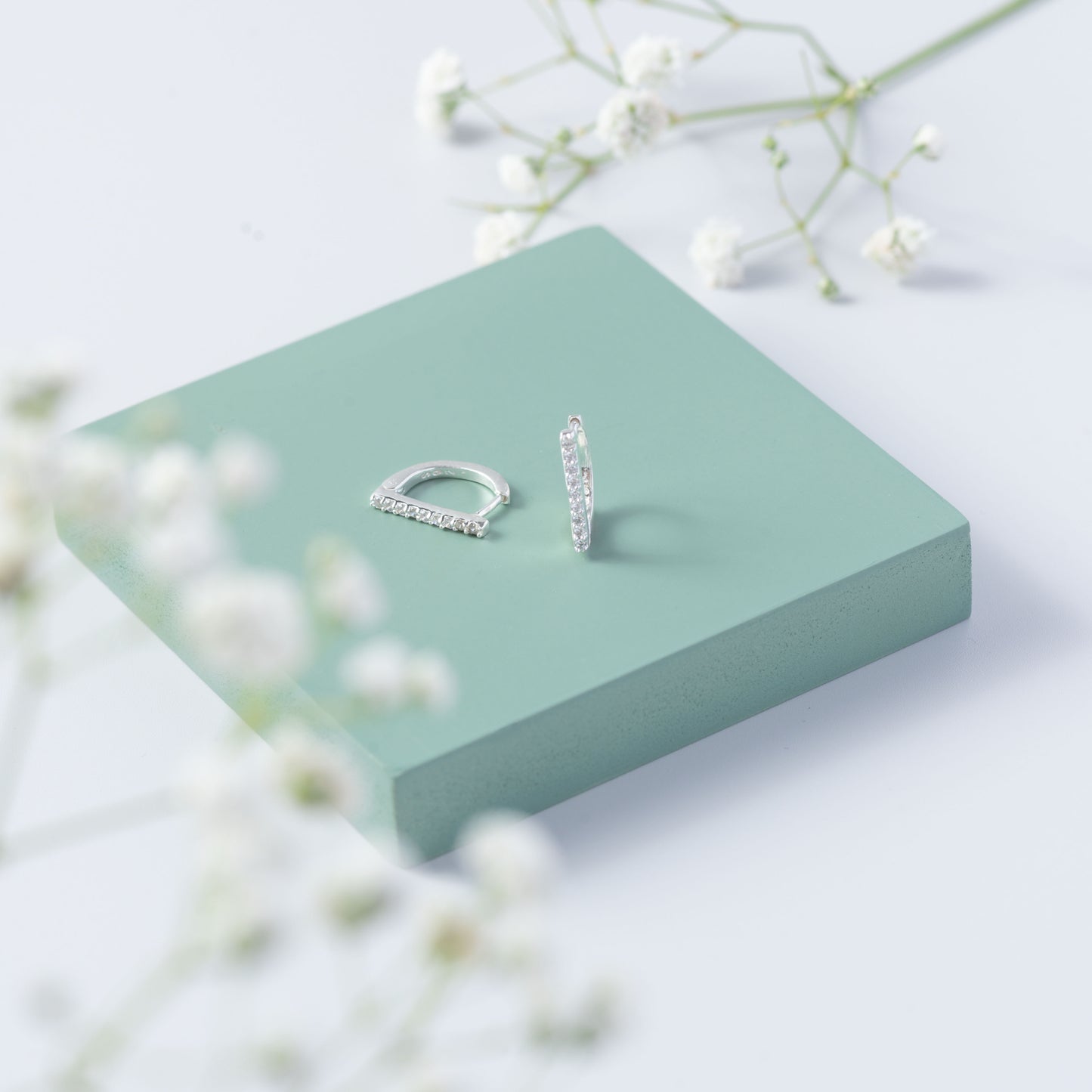 Elegant Bar Hoop Earrings (Silver)