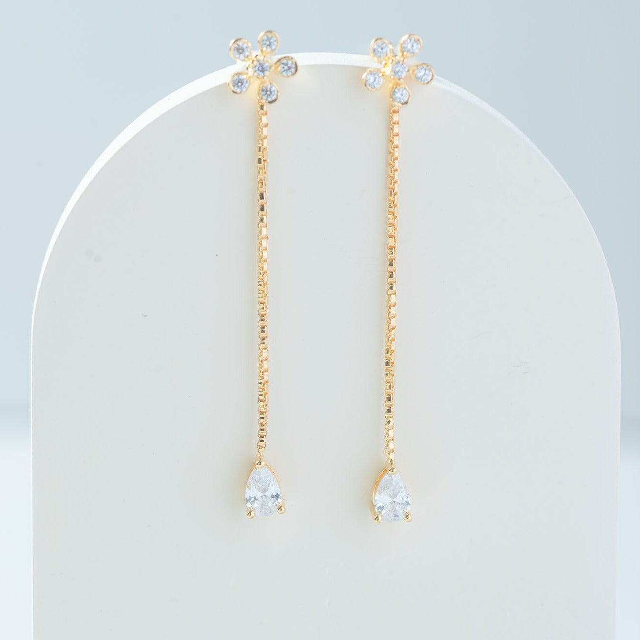 Golden Floral Drop Earrings
