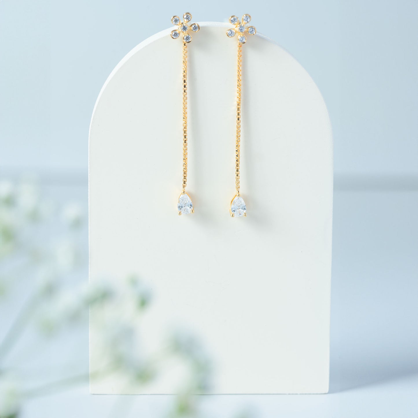 Golden Floral Drop Earrings