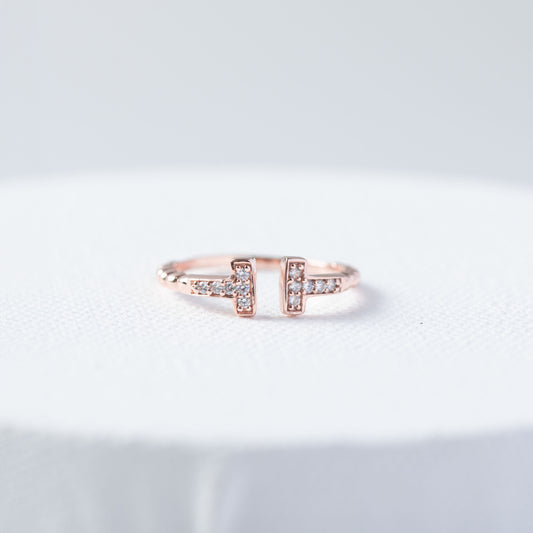 Dainty Adjustable Bar Ring (Rose Gold)