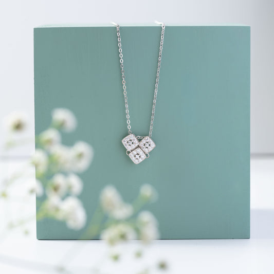 Triple Sparkle Square Necklace
