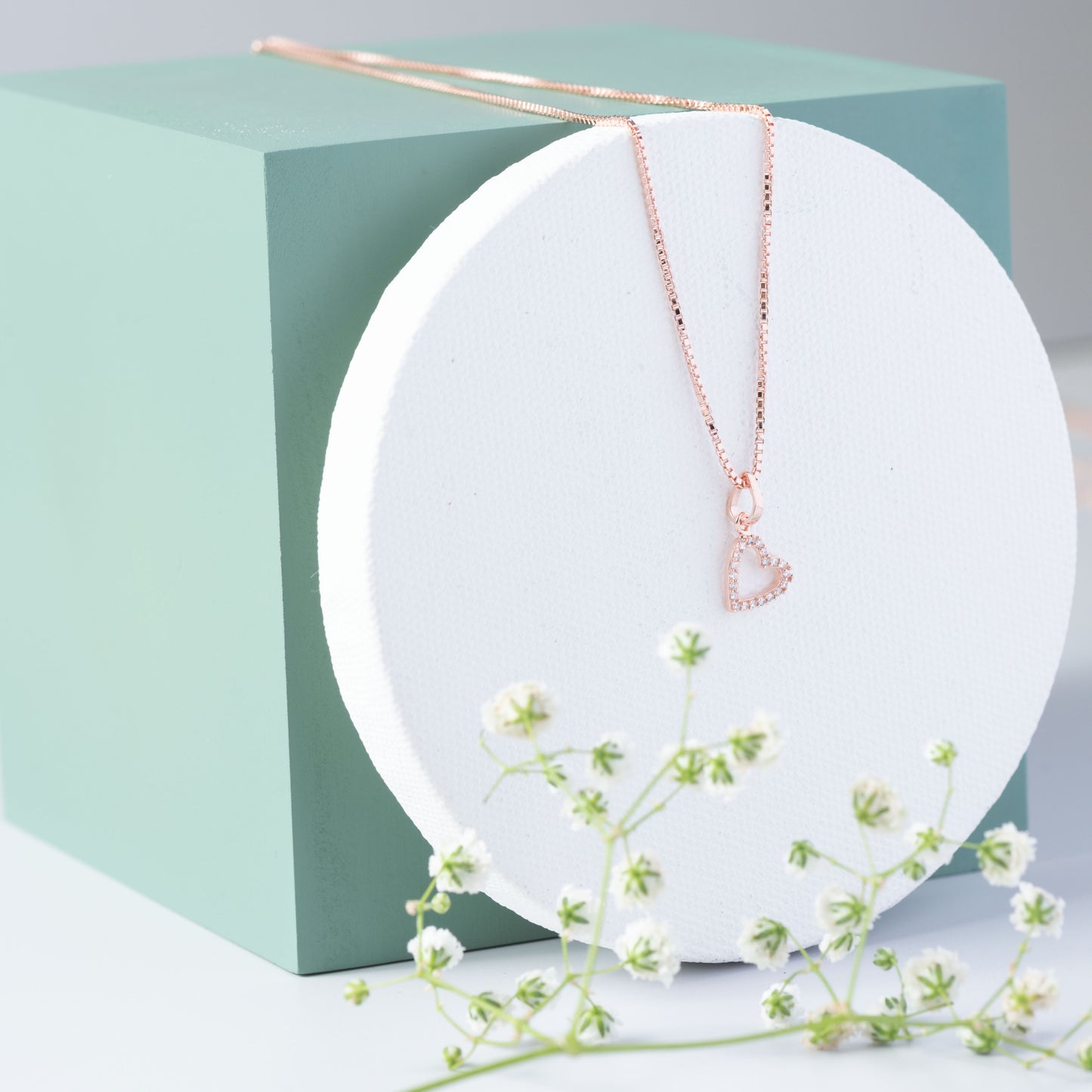 Whimsical Heart Sparkle Pendant (Rose Gold)