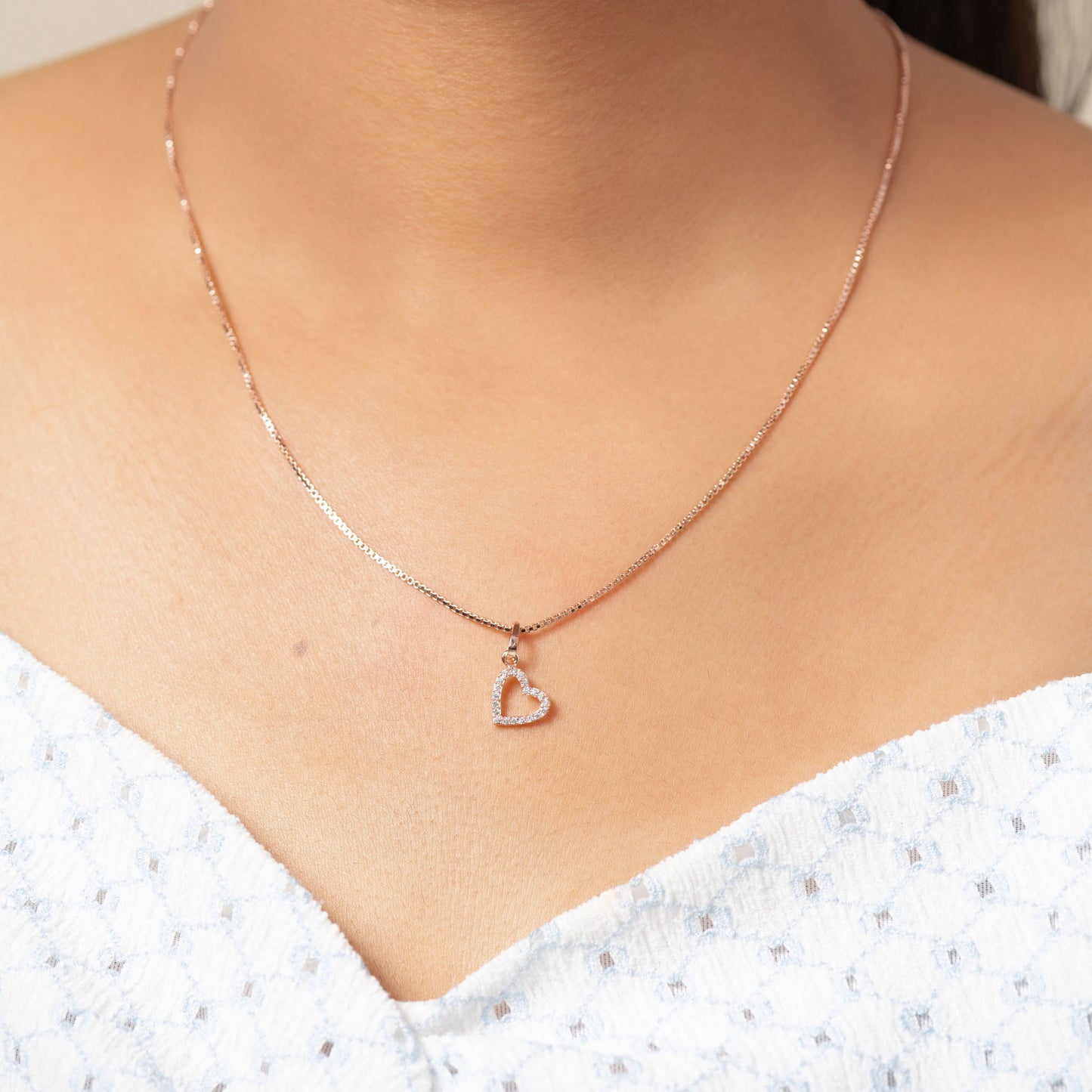Whimsical Heart Sparkle Pendant (Rose Gold)