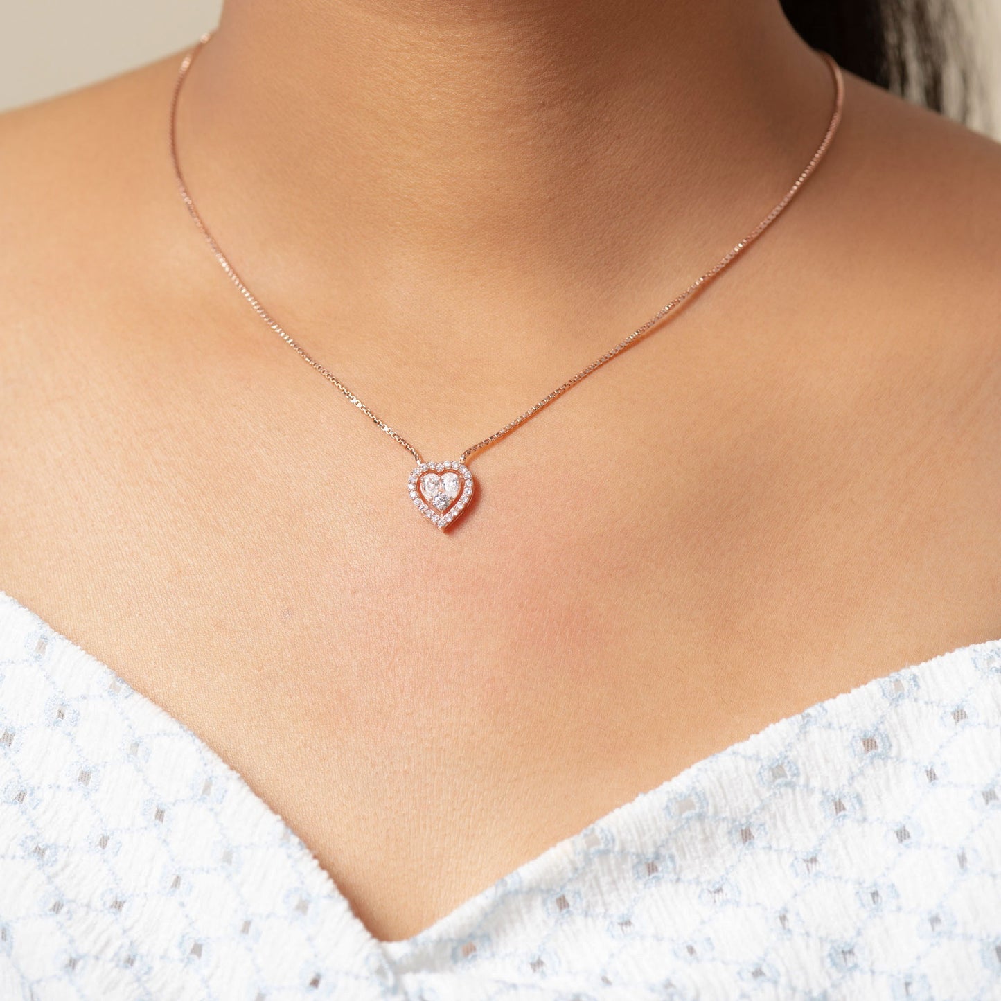 Enchanted Halo Valentine Heart Pendant (Rose Gold) 925 Silver for Women | Ivaana Silver