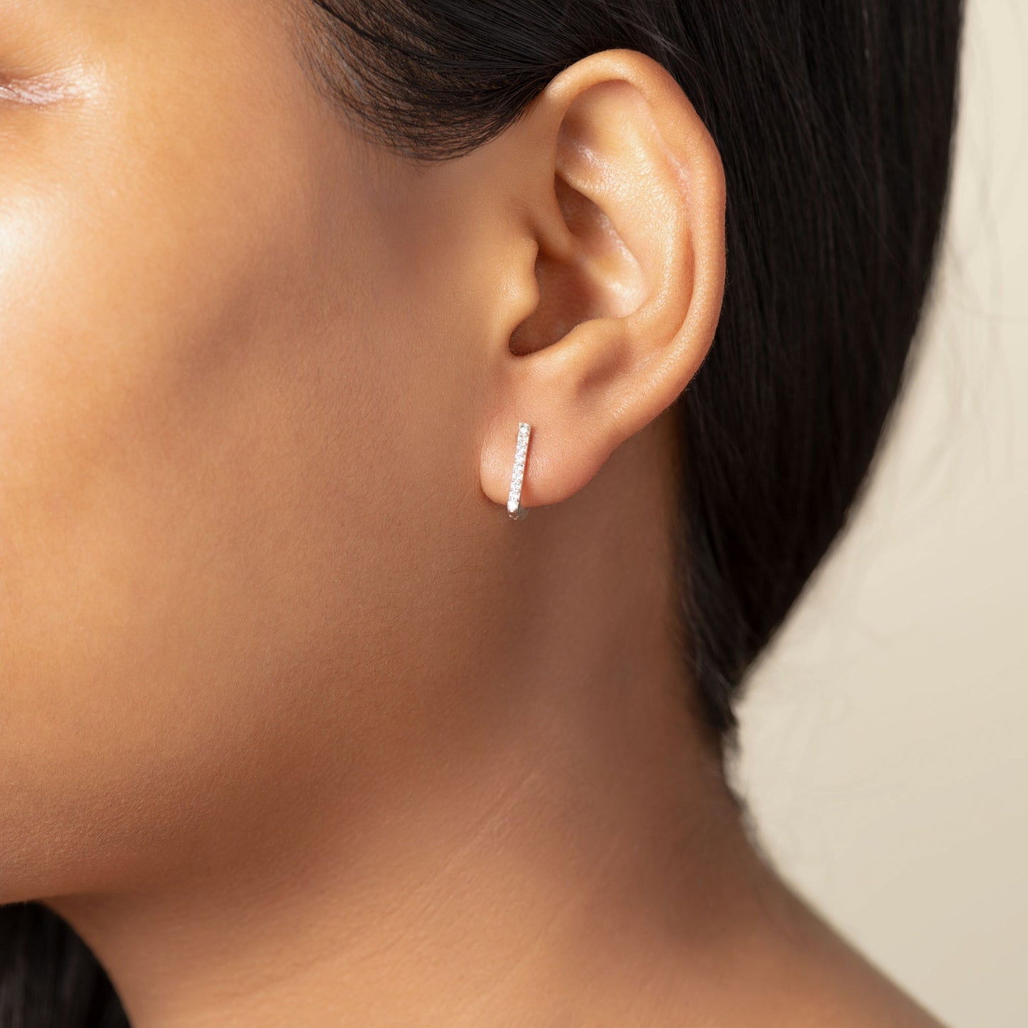 Elegant Bar Hoop Earrings (Silver)