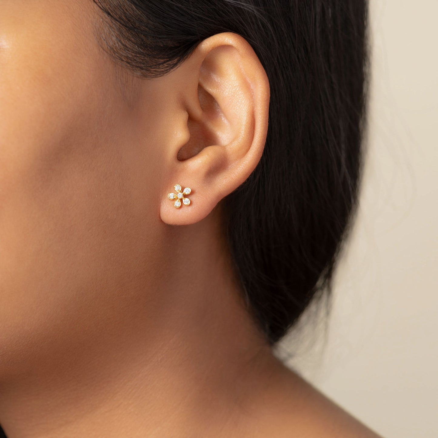 Golden Floral Drop Earrings
