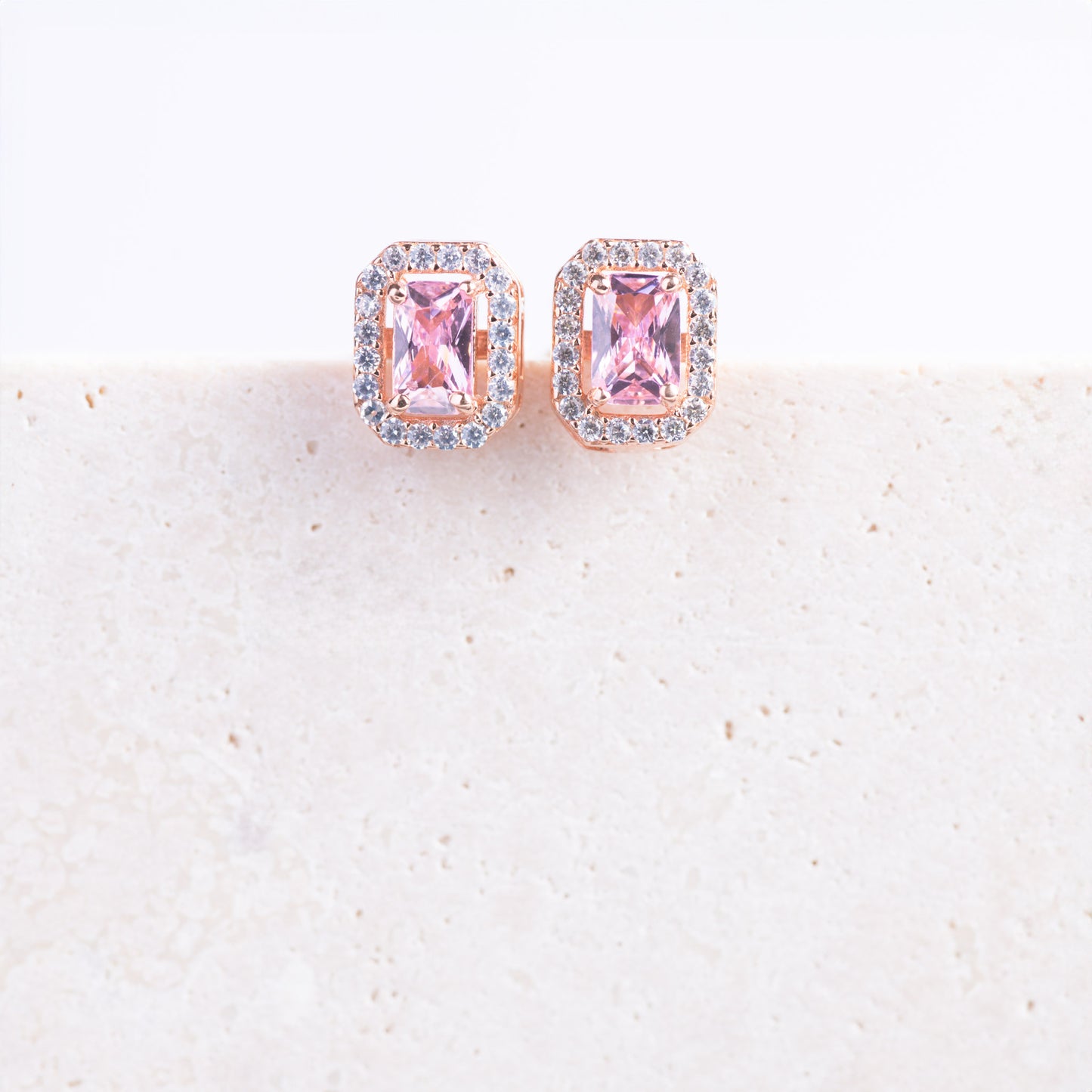 Blush Rose Emerald Stud