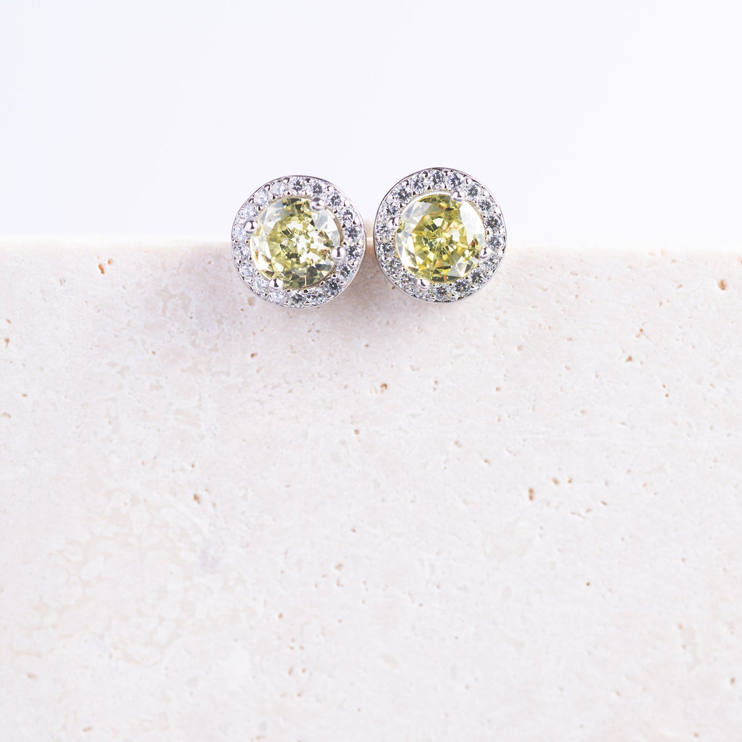 Sparkling Green Halo Stud