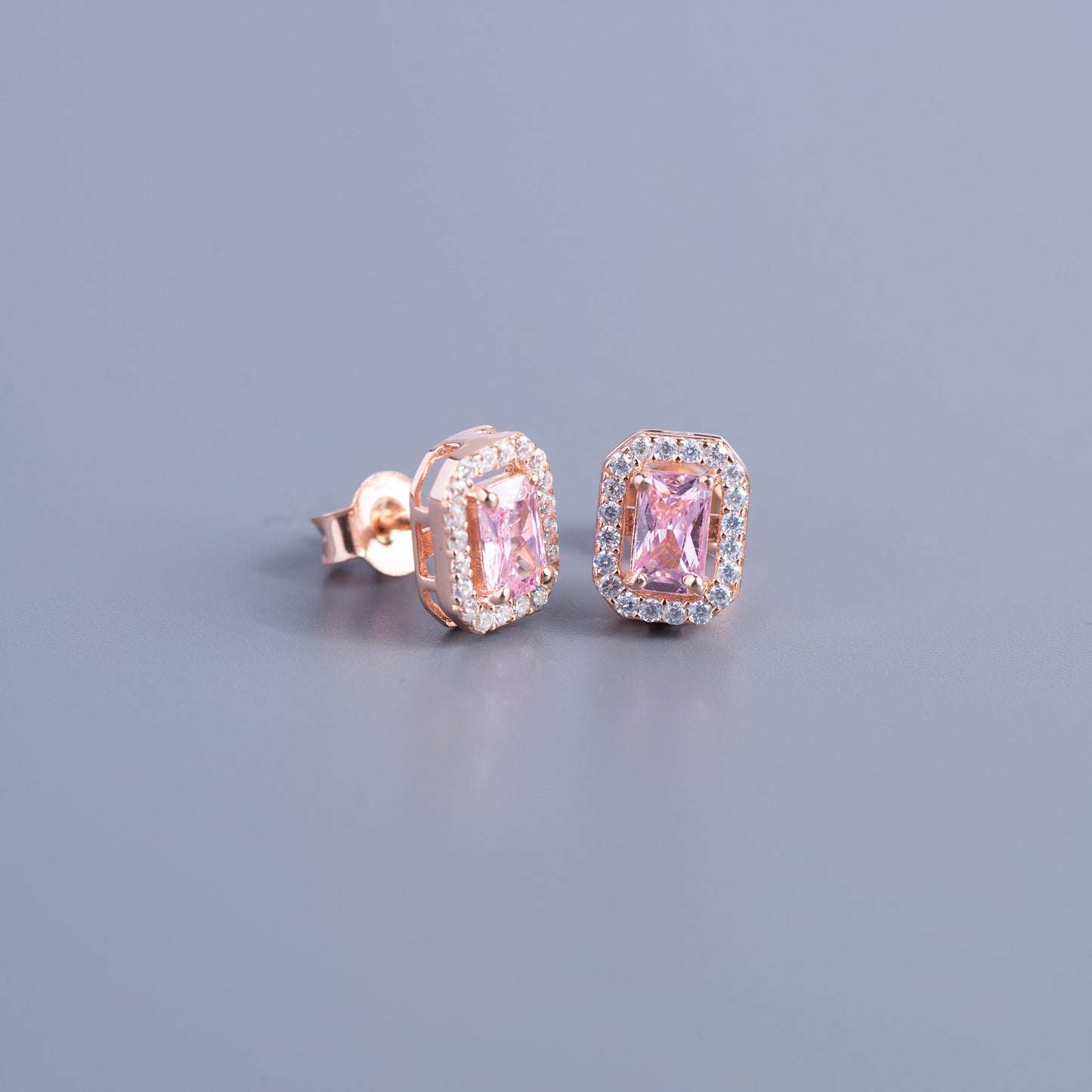 Blush Rose Emerald Stud