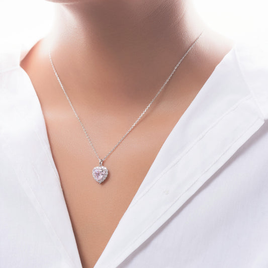 Sweetheart Sparkle Pendant Necklace 925 Silver for Women | Ivaana Silver