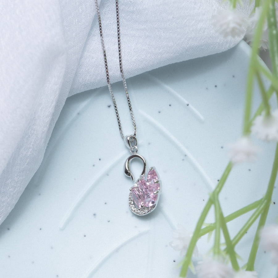 Blush Swan Pendant Necklace 925 Silver for Women | Ivaana Silver