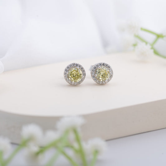 Sparkling Green Halo Stud
