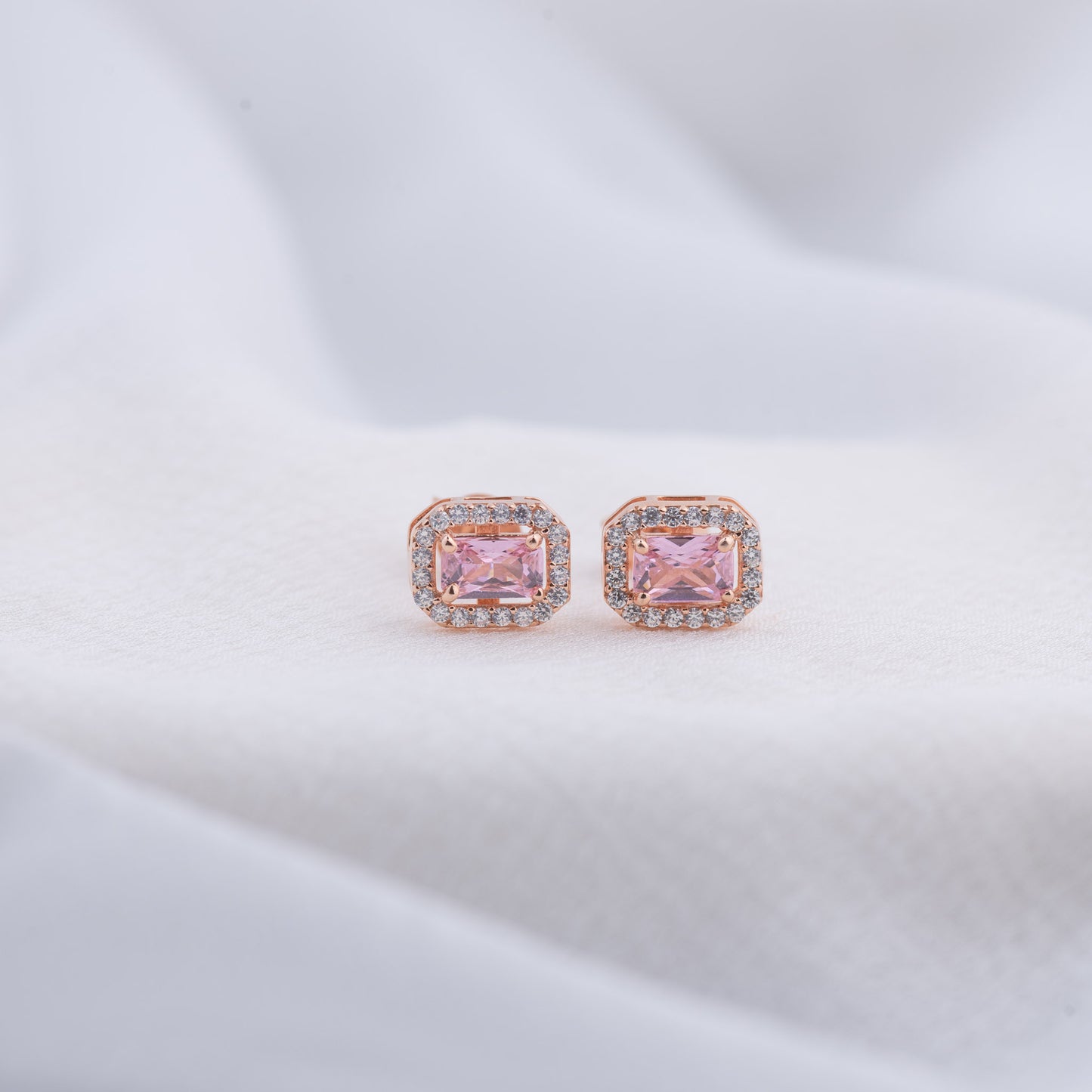 Blush Rose Emerald Stud