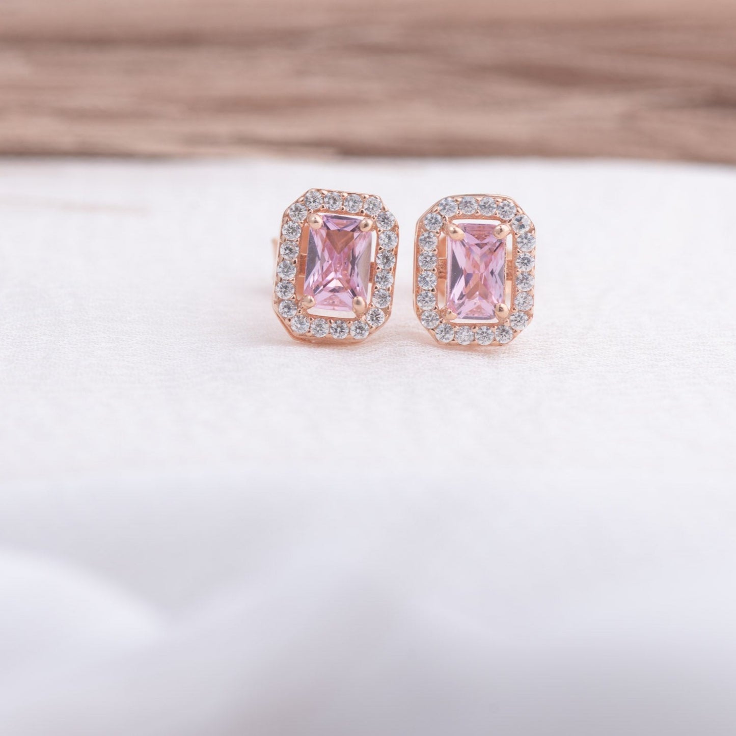 Blush Rose Emerald Stud