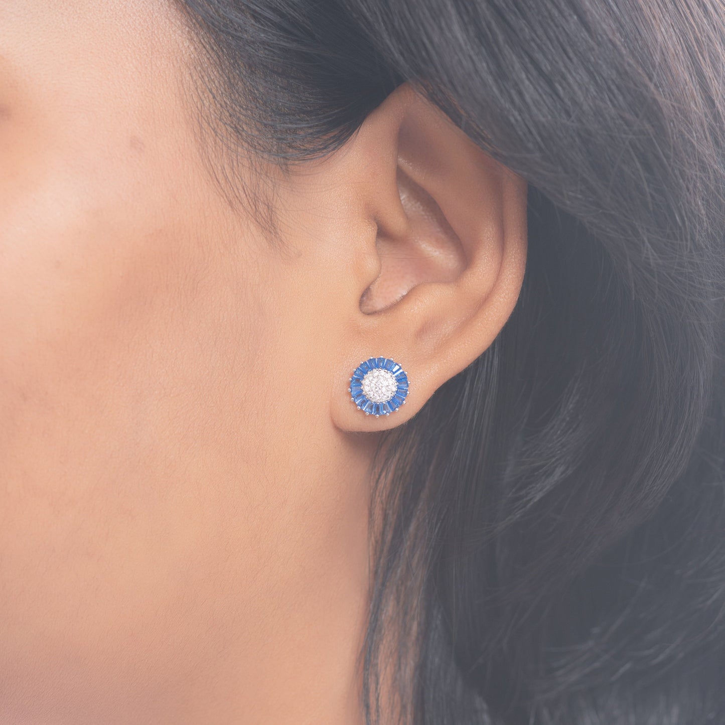Blue Floral Stud