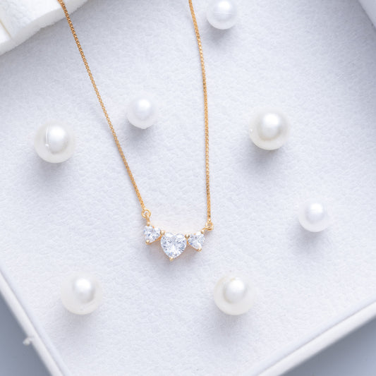 Triple Charm Heart Necklace