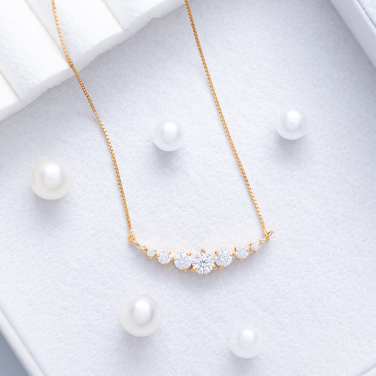 Gold Necklace with sparkling CZ stones